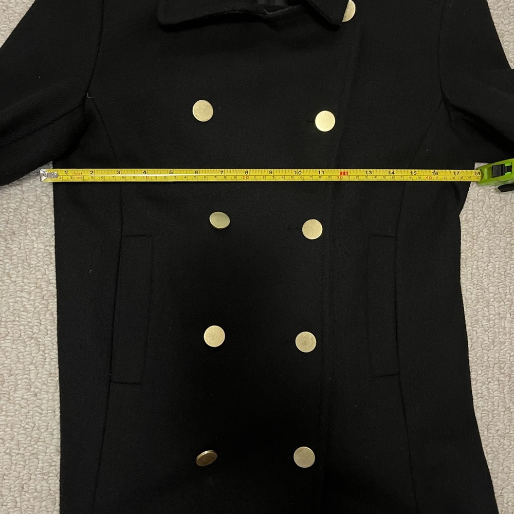 Women's Double-Breasted Wool Black Pea Coat H&M - Picture 6 of 10